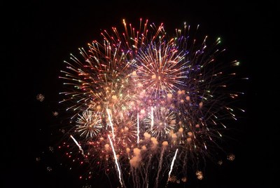 Colorful Fireworks Exploding in Night Sky