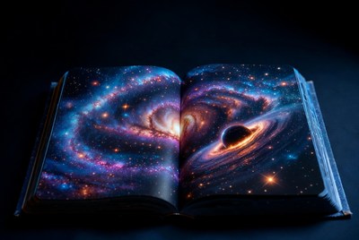 Open Book with Galaxy Inside