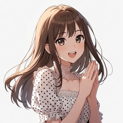 Anime girl praying with clasped hands