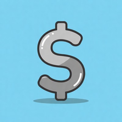 Shiny Silver Dollar Sign Icon