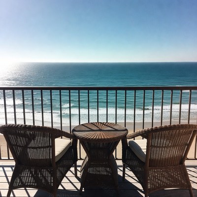 Wicker Chairs Ocean View Balcony