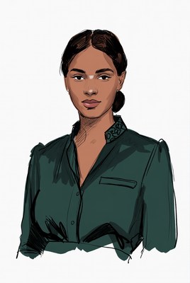 Portrait of woman in green blouse