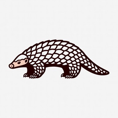 Pangolin illustration on white background