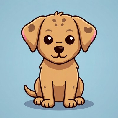 Cute cartoon puppy sitting