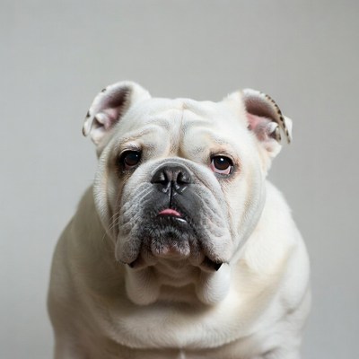 White Bulldog Close-Up Portrait