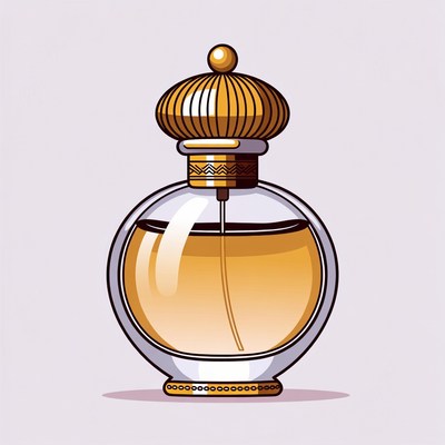 Golden Capped Perfume Bottle Illustration