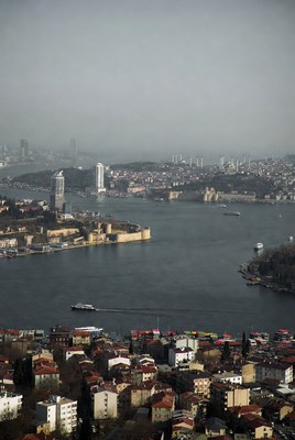 Aerial View of Bosphorus Strait Istanbul