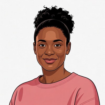 Smiling African-American woman with curly hair