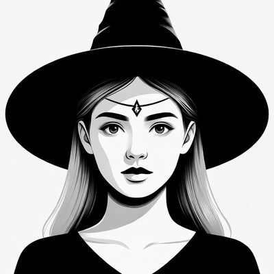 Woman wearing witch hat