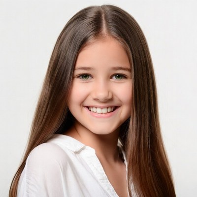 Smiling girl with long brown hair