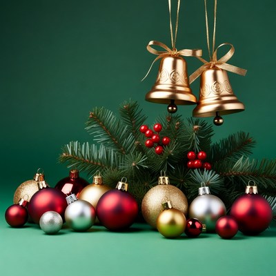 Christmas Ornaments and Golden Bells
