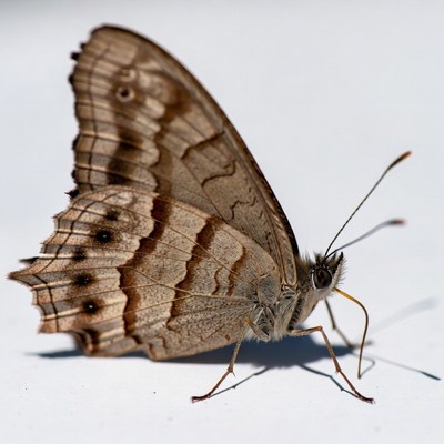 Brown butterfly on white background