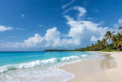 Tropical beach with turquoise waves