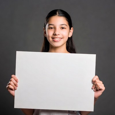 Girl holding blank sign