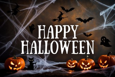 Happy Halloween with Pumpkins and Ghosts