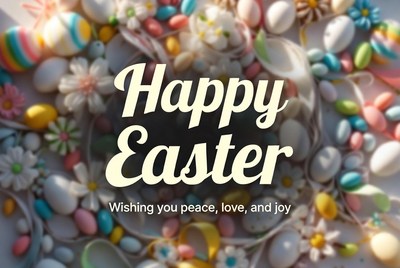 Happy Easter Greeting with Eggs