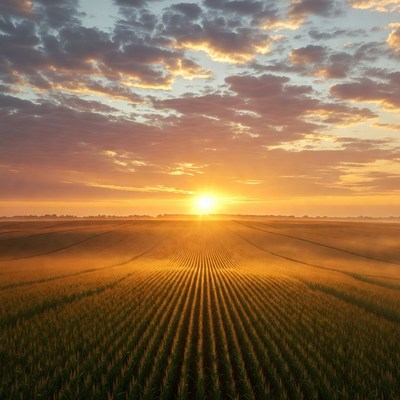 Sunrise over Wheat Field