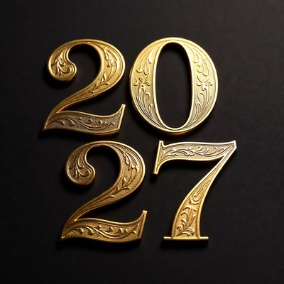 Golden 2027 Numbers on Black