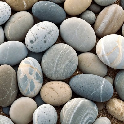 Colorful Pebbles on Sandy Beach