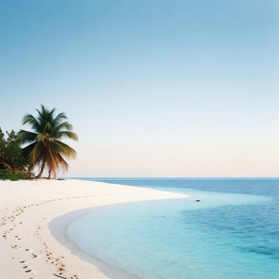 Tropical beach with palm trees