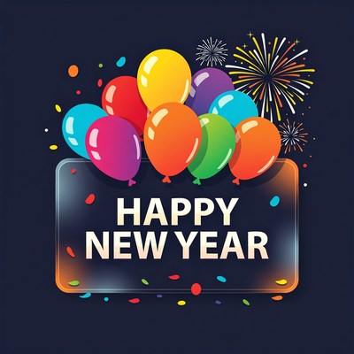 Happy New Year Balloons Illustration