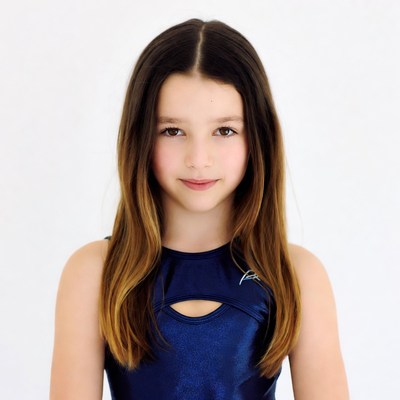 Girl in shiny blue leotard