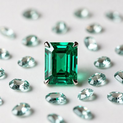 Large Emerald Surrounded by Green Gems