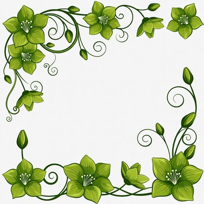 Green Floral Vine Border