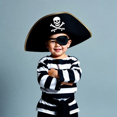 Boy in pirate costume with eyepatch