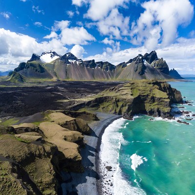 Icelandic Mountains and Black Sand Beach