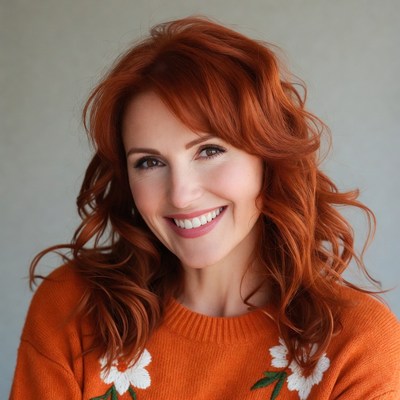 Smiling woman with red hair