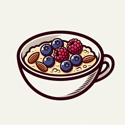 Oatmeal with blueberries raspberries almonds