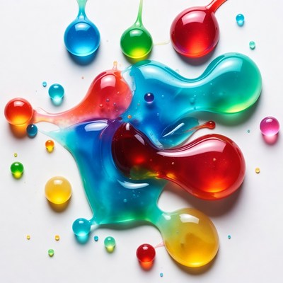 Colorful Liquid Splashes on White