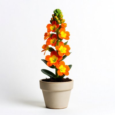 Orange Snapdragon Flowers in Terracotta Pot