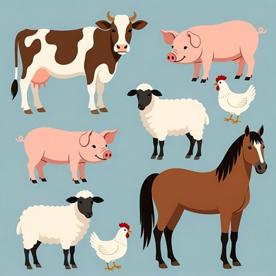 Farm Animals Clipart Illustration