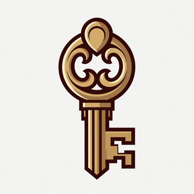 Golden Ornate Key Illustration