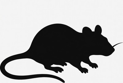 Black silhouette of running mouse