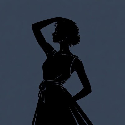 Silhouette of woman hand on head