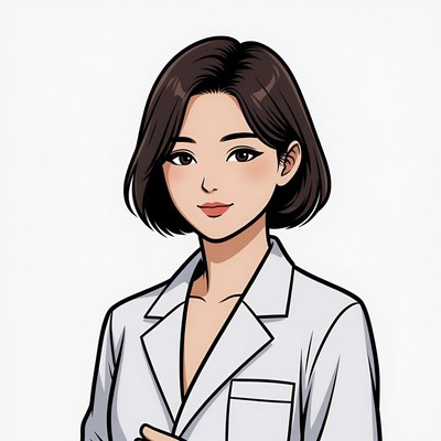 Asian woman in white coat