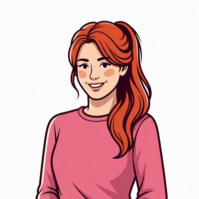 Smiling woman with red ponytail