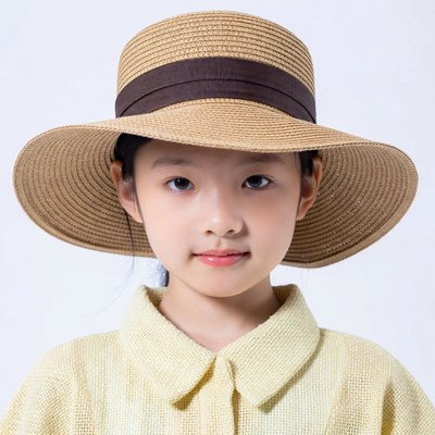 Asian girl wearing straw hat