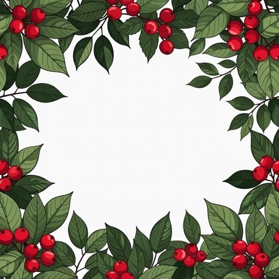 Cherry Branches Border Illustration