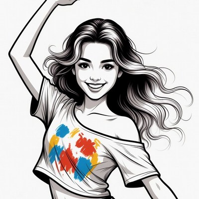 Woman dancing in colorful crop top