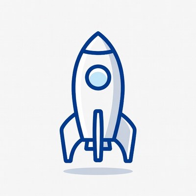 Blue Rocket Ship Icon