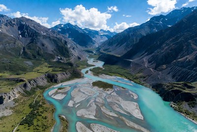 Turquoise River in Mountain Valley