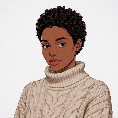 African-American woman in turtleneck sweater