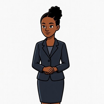 African-American woman in navy suit