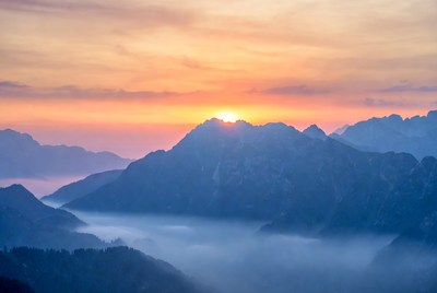 Sunrise over Misty Mountains
