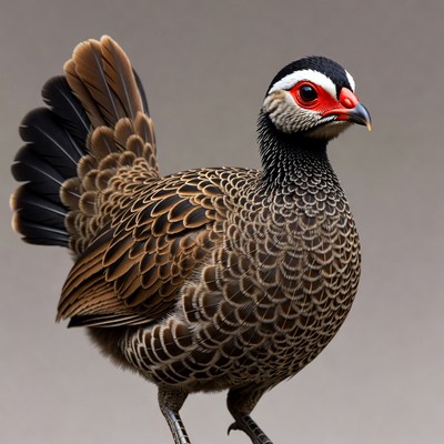 Red-legged Guinea Fowl standing