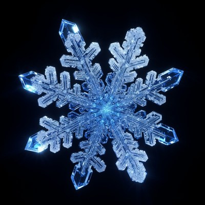 Glowing Blue Snowflake Crystal
